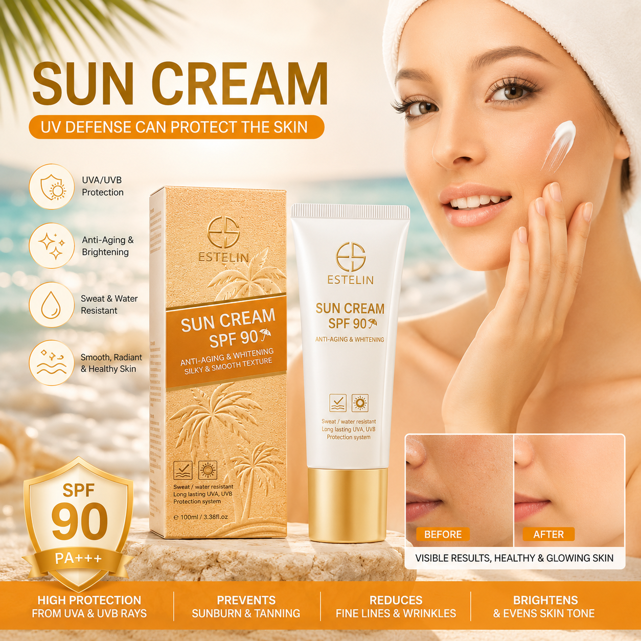 Anti-aging & Whitening Sunscreen SPF 90 (Free Shipping)